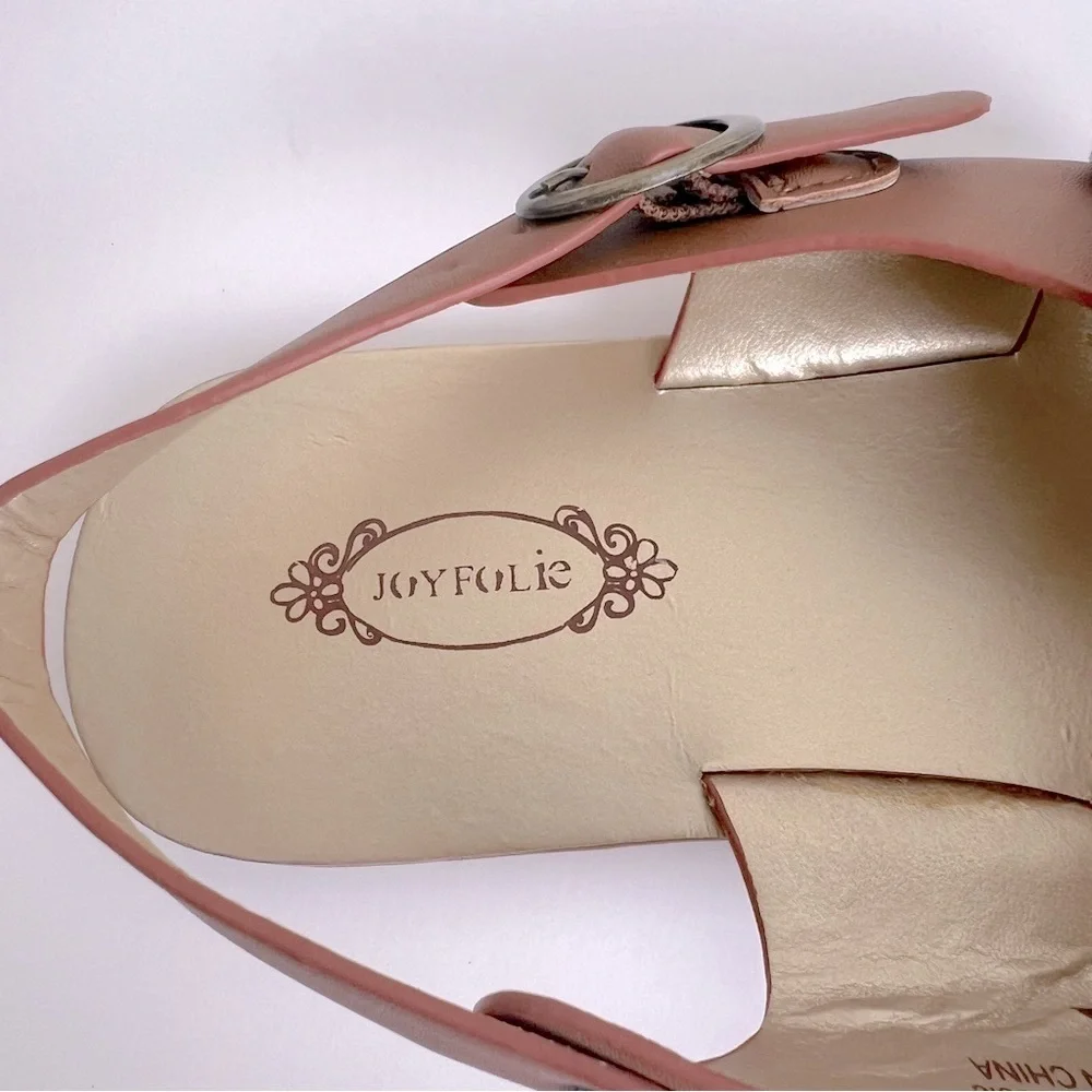 Joyfolie | Striped Bow Criss Cross Sandal Brown With Navy White Bow | Girls 3